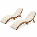 Ensemble de 2 bains de soleil en bois et polyester crème