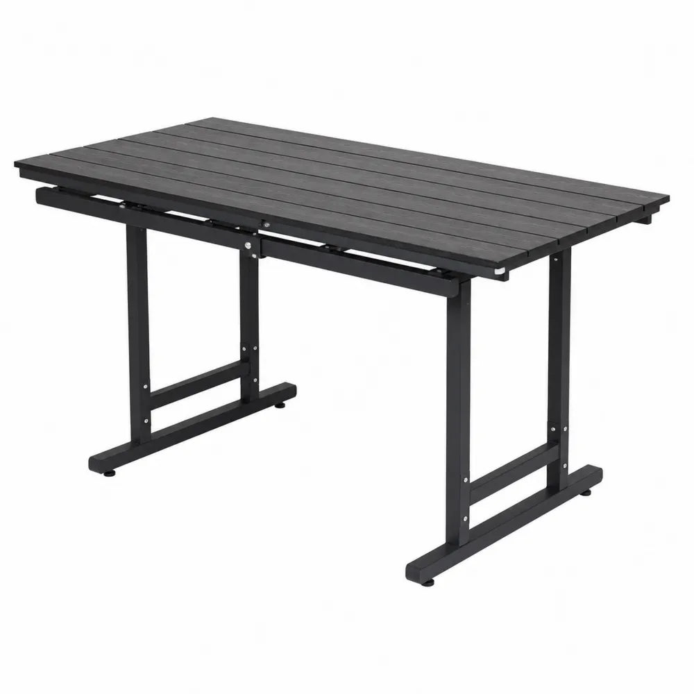 Table de salle à manger extérieure en aluminium et composite noir 150x90x75 cm