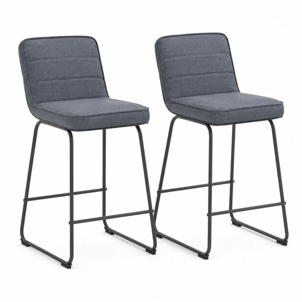 Lot de 2 tabourets de bar en tissu avec cadre en métal, gris