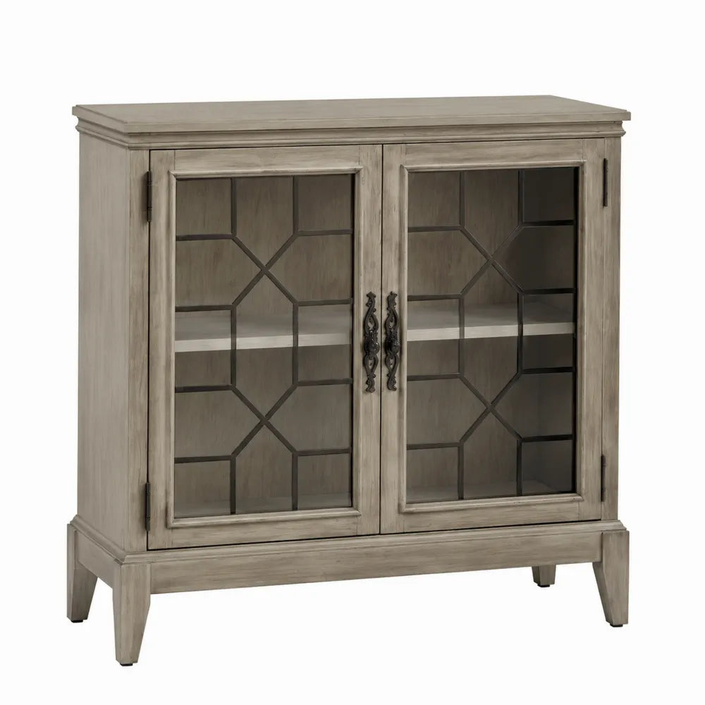 Buffet en bois avec portes en verre trempé 90cm x 35cm x 100cm
