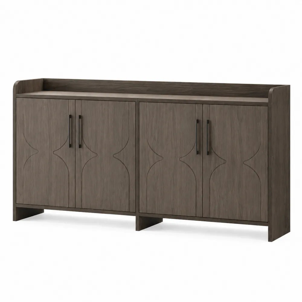 Buffet en bois marron foncé 4 portes