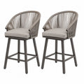 Lot de 2 tabourets de bar en métal et corde polyester gris