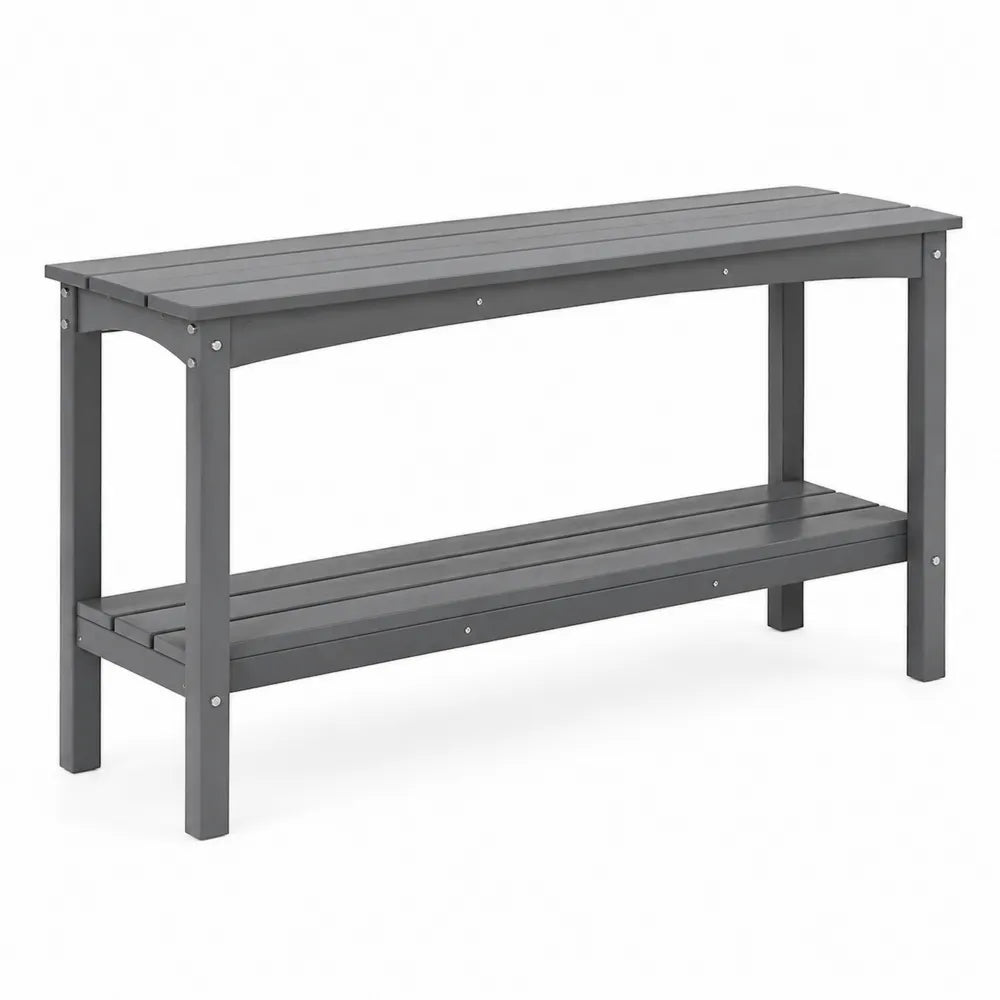 Console en bois composite gris avec étagère