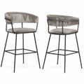 Tabourets de Bar en Métal et Velours Gris 100 cm - Lot de 2