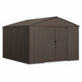 Abri de jardin en métal marron avec portes coulissantes