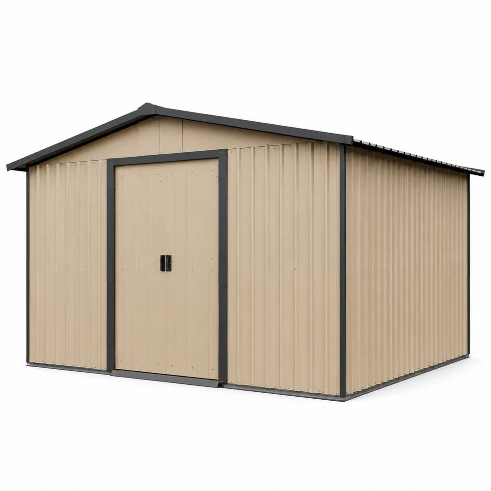 Abri de jardin en acier galvanisé beige 280x260x182 cm