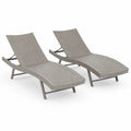Ensemble de 2 chaises longues en résine tressée grise