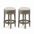Lot de 2 tabourets en bois avec assise en tissu beige