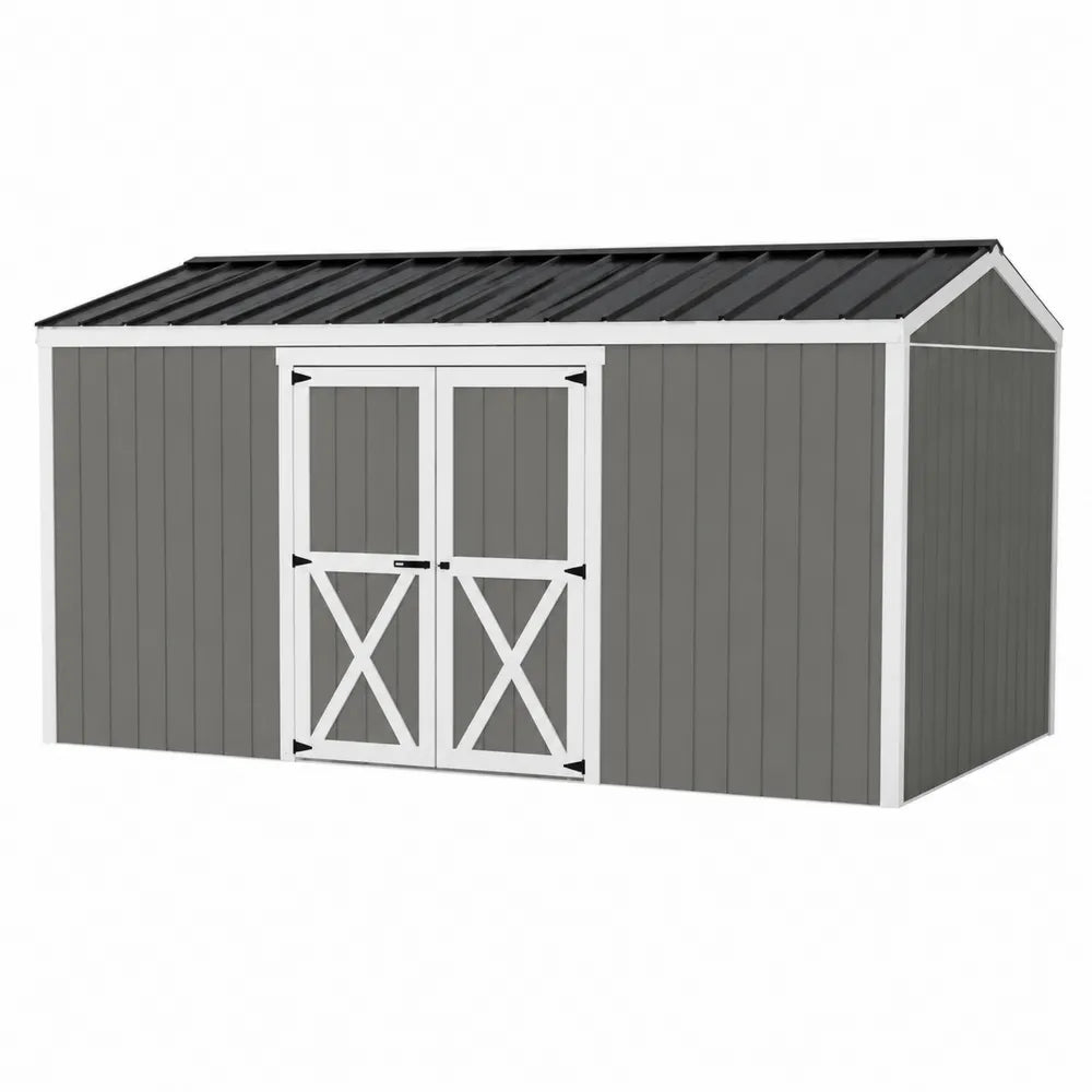 Abri de jardin en métal gris et blanc 12m²