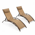 Lot de 2 chaises longues réglables en aluminium et textilène beige