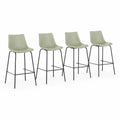 Ensemble de 4 tabourets de bar en plastique vert avec pieds en métal noir