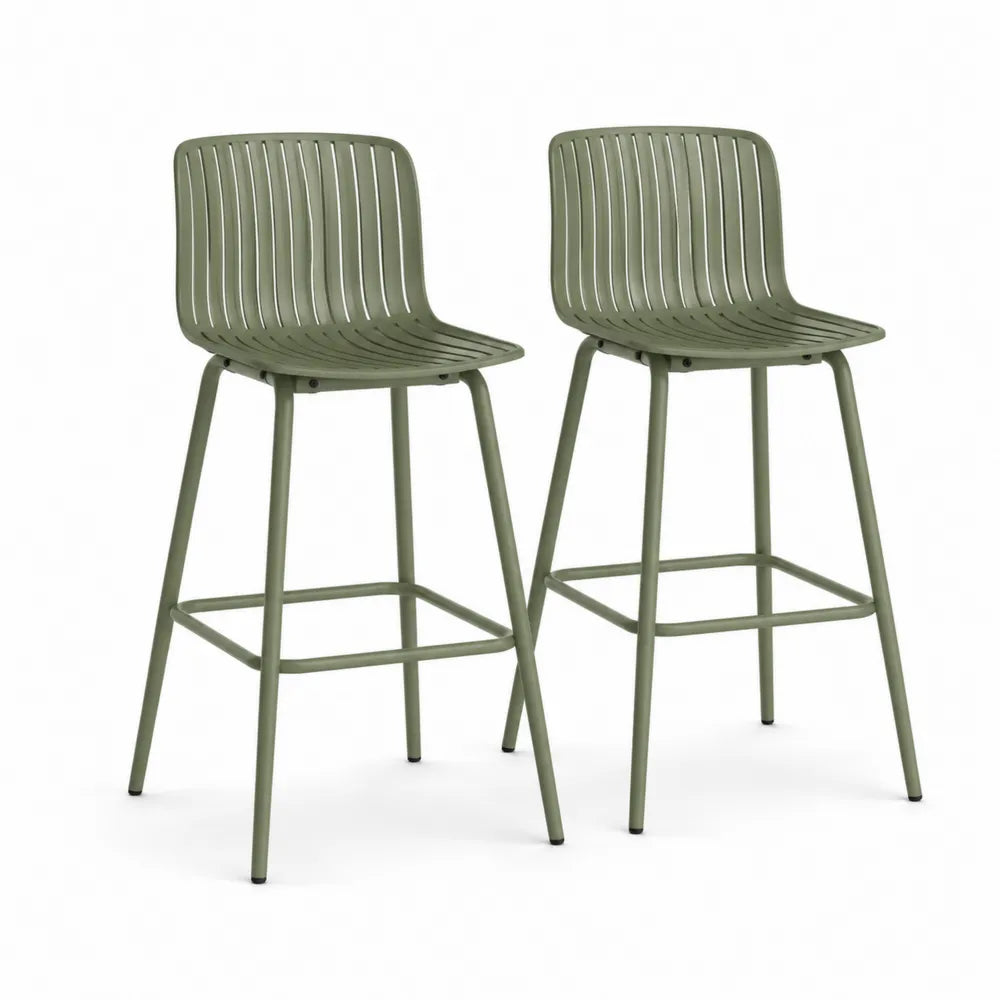 Lot de 2 tabourets de bar en aluminium vert