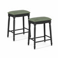 Tabourets en bois avec assise en similicuir vert