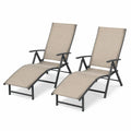 Lot de 2 chaises longues pliables en aluminium et tissu textilène beige