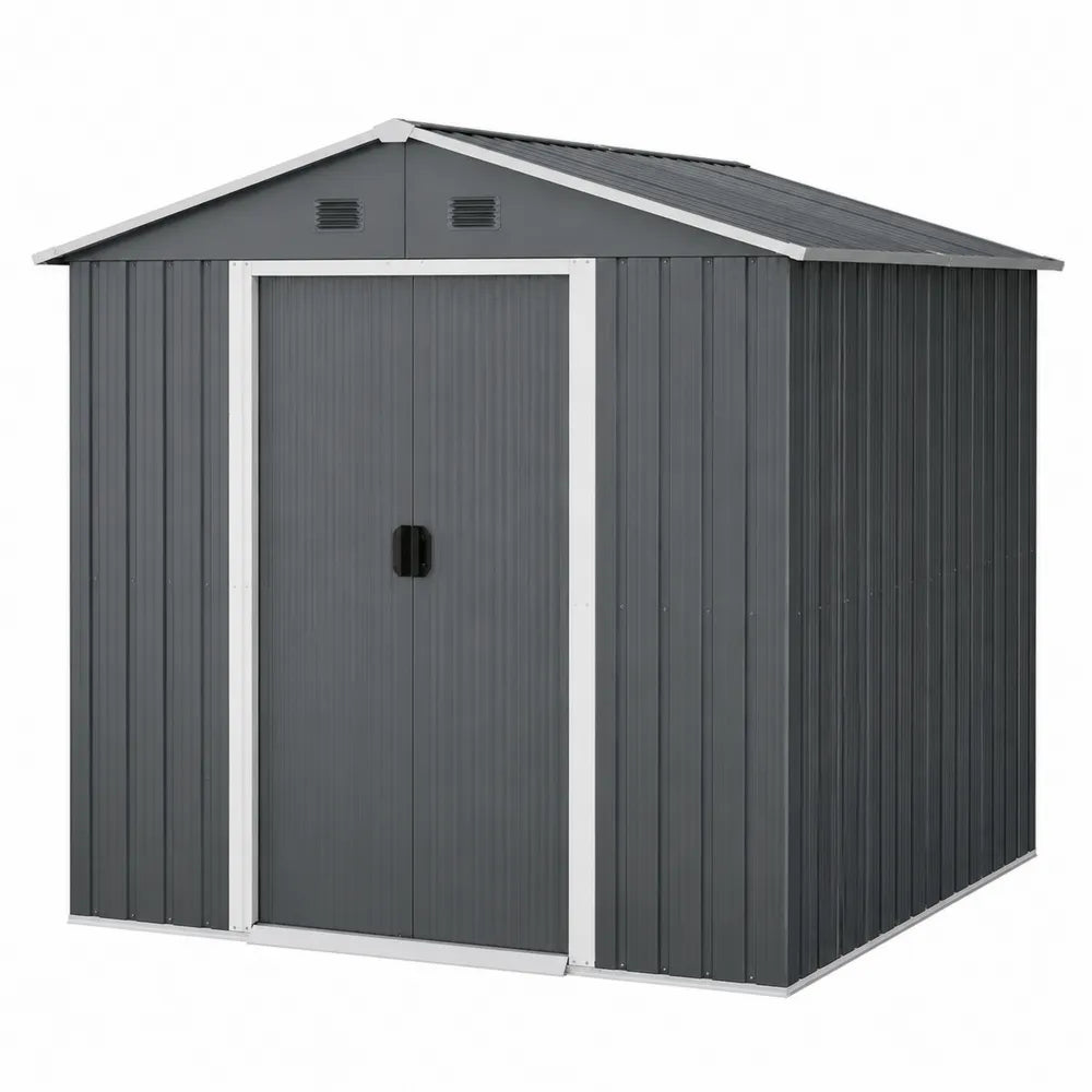 Abri de jardin en acier galvanisé gris 213x127x185 cm