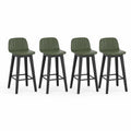 Ensemble de 4 tabourets de bar en bois et similicuir vert olive